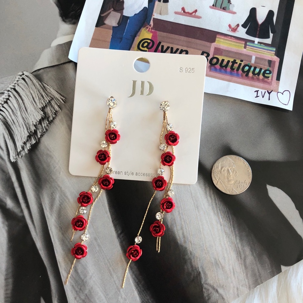 Roses Drop Earrings - Picture 4 of 5